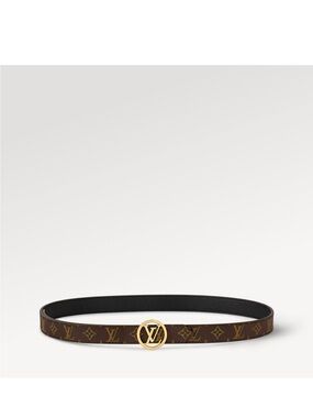 Louis Vuitton Brown Monogram Belt with Gold LV Circle Buckle